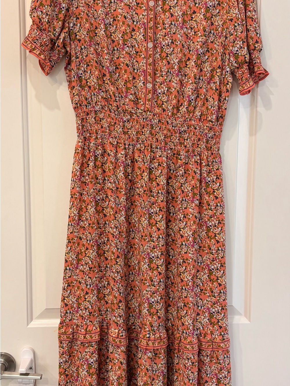 Max Studio Coral Floral Button-Front Dress